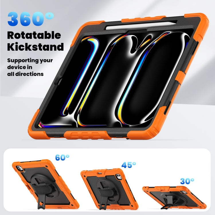 For iPad Pro 13 2024 Silicone Hybrid PC Tablet Case with Shoulder Strap(Orange) - iPad Pro 13 2024 Cases by buy2fix | Online Shopping UK | buy2fix