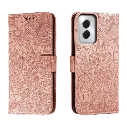 For Motorola Moto G Power 5G 2024 Lace Flower Embossing Flip Leather Phone Case(Rose Gold) - Motorola Cases by buy2fix | Online Shopping UK | buy2fix