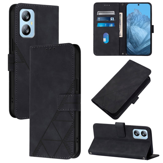 For Blackview A52 Crossbody 3D Embossed Flip Leather Phone Case(Black) - More Brand by buy2fix | Online Shopping UK | buy2fix