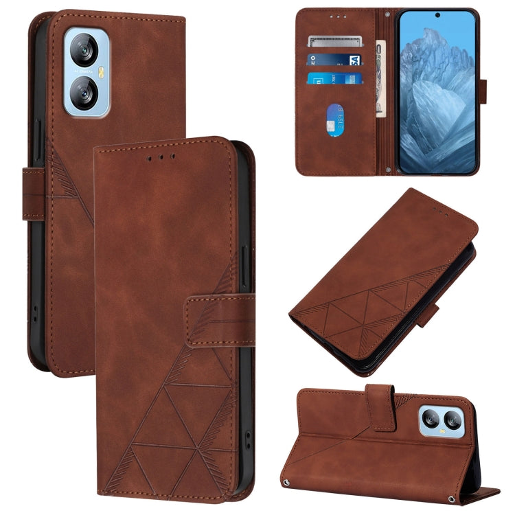 For Blackview A52 Crossbody 3D Embossed Flip Leather Phone Case(Brown) - More Brand by buy2fix | Online Shopping UK | buy2fix