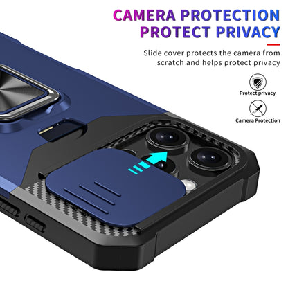 For iPhone 16 Pro Max Camera Shield Card Slot PC+TPU Phone Case(Blue) - iPhone 16 Pro Max Cases by buy2fix | Online Shopping UK | buy2fix