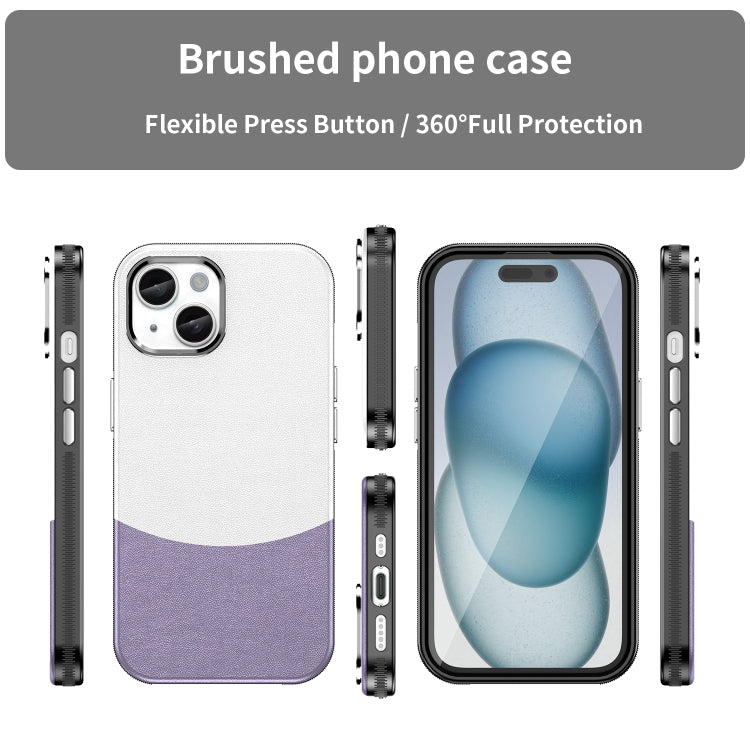 For iPhone 16 Leather Texture MagSafe Magnetic TPU + PC Phone Case(Light Purple) - iPhone 16 Cases by buy2fix | Online Shopping UK | buy2fix