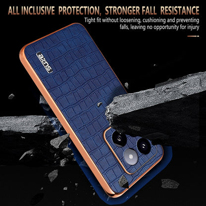 For Xiaomi 14 Pro AZNS Electroplated Frame Crocodile Texture Full Coverage Phone Case(Brown) - 14 Pro Cases by AZNS | Online Shopping UK | buy2fix