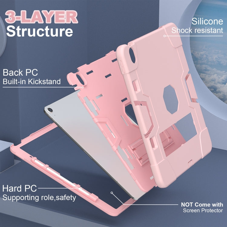 For iPad Air 13 2024 Contrast Color Silicone Acrylic PC Tablet Case with Holder(Rose Gold) - iPad Air 13 2024 Cases by buy2fix | Online Shopping UK | buy2fix