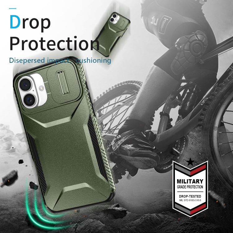 For iPhone 16 Sliding Camshield Phone Case(Alpine Green) - iPhone 16 Cases by buy2fix | Online Shopping UK | buy2fix