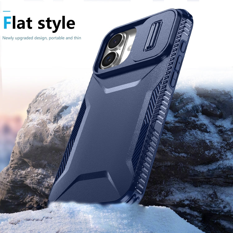 For iPhone 16 Sliding Camshield Phone Case(Blue) - iPhone 16 Cases by buy2fix | Online Shopping UK | buy2fix