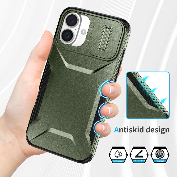 For iPhone 16 Plus Sliding Camshield Phone Case(Alpine Green) - iPhone 16 Plus Cases by buy2fix | Online Shopping UK | buy2fix