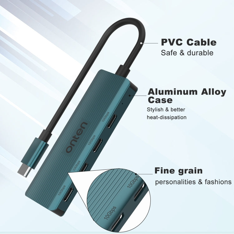 Onten UC620 10Gbps USB-C / Type-C to USB 3.2 Gen2 4 in 1 Multi-function HUB Docking Station, Length:13cm(Green) - USB HUB by Onten | Online Shopping UK | buy2fix