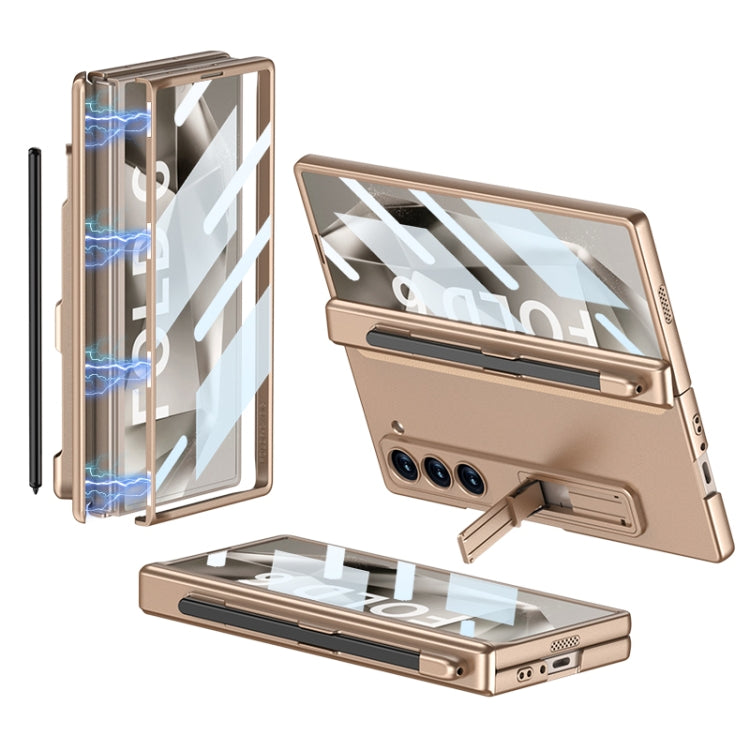 For Samsung Galaxy Z Fold6 GKK Integrated Full Coverage Magnetic Fold Phone Case with Pen Slot, Not Included Pen(Gold) - Galaxy Z Fold6 5G Cases by GKK | Online Shopping UK | buy2fix