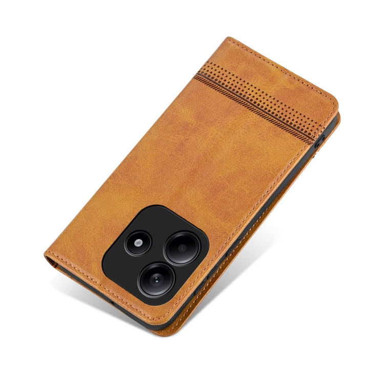 For Redmi Note 14 5G AZNS Magnetic Calf Texture Flip Leather Phone Case(Light Brown) - Note 14 Cases by AZNS | Online Shopping UK | buy2fix