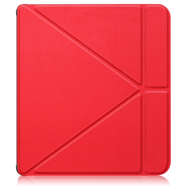 For Kobo Libra Colour 2024 Solid Color Deformation TPU Leather Smart Tablet Case(Red) - Others by buy2fix | Online Shopping UK | buy2fix