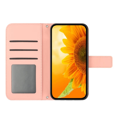 For Samsung Galaxy S25 5G Skin Feel Sun Flower Embossed Flip Leather Phone Case with Lanyard(Pink) - Galaxy S25 5G Cases by buy2fix | Online Shopping UK | buy2fix