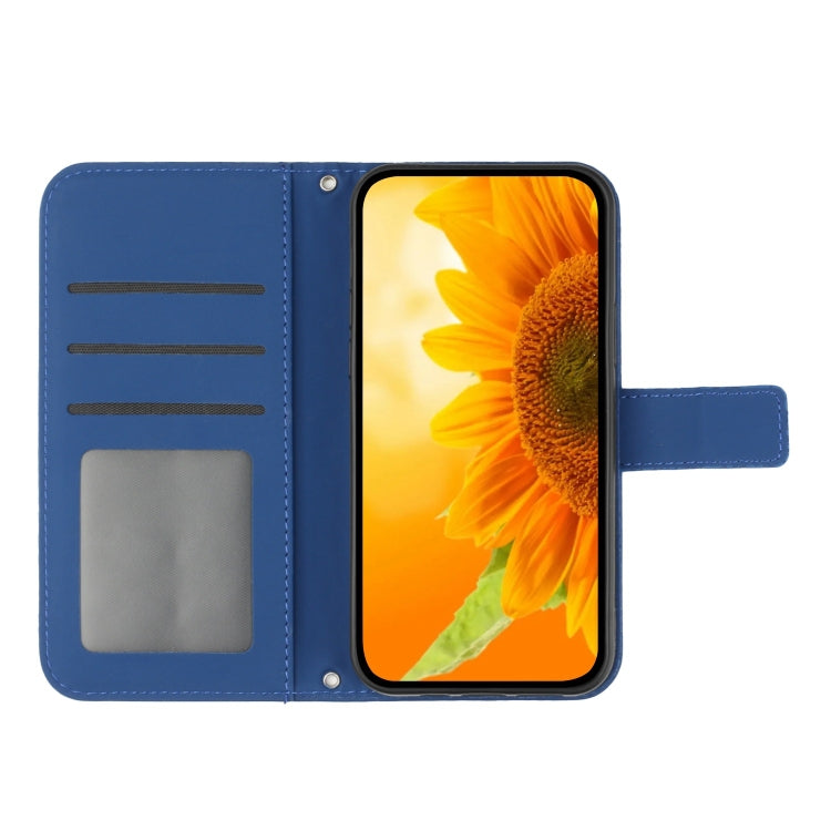 For Samsung Galaxy S25 Ultra 5G Skin Feel Sun Flower Embossed Flip Leather Phone Case with Lanyard(Dark Blue) - Galaxy S25 Ultra 5G Cases by buy2fix | Online Shopping UK | buy2fix