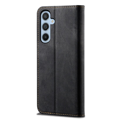 For Samsung Galaxy S25 5G Denim Texture Casual Style Horizontal Flip Leather Case(Black) - Galaxy S25 5G Cases by buy2fix | Online Shopping UK | buy2fix