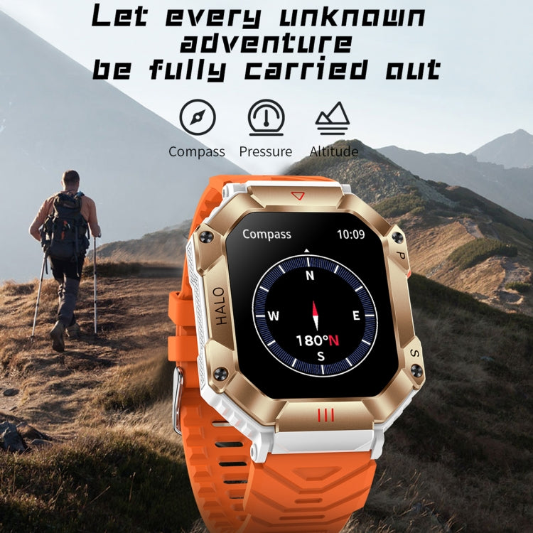 KR80 2.0 inch BT5.1 IP67 Sport Smart Watch, Support Bluetooth Call / Sleep / Blood Oxygen / Heart Rate / Blood Pressure Health Monitor(White+Orange) - Smart Watches by buy2fix | Online Shopping UK | buy2fix