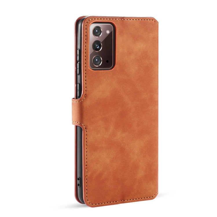 For Samsung Galaxy Note20 DG.MING Retro Oil Side Horizontal Flip Case with Holder & Card Slots & Wallet(Brown) - Galaxy Note20 Cases by DG.MING | Online Shopping UK | buy2fix