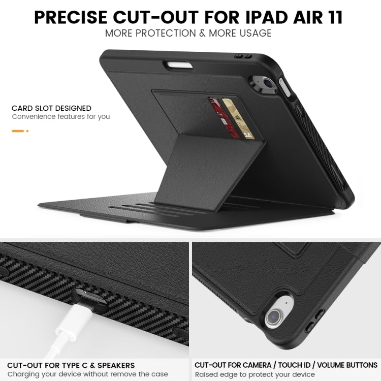 For iPad Air 11 2024 Smart B Magnetic Holder Leather Tablet Case(Black) - iPad Air 11 2024 Cases by buy2fix | Online Shopping UK | buy2fix