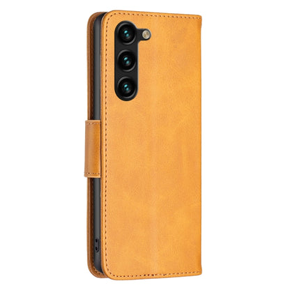 For Samsung Galaxy S25+ 5G Lambskin Texture Pure Color Flip Leather Phone Case(Yellow) - Galaxy S25+ 5G Cases by buy2fix | Online Shopping UK | buy2fix