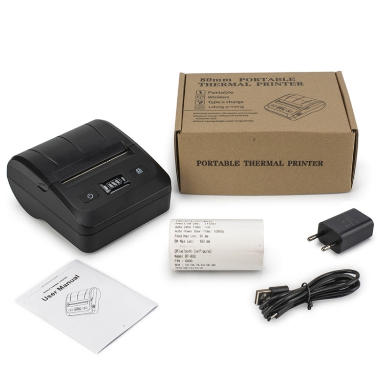 BT-802 80mm USB-C/Type-C + Bluetooth Portable Thermal Printer(US Plug) - Printer by buy2fix | Online Shopping UK | buy2fix