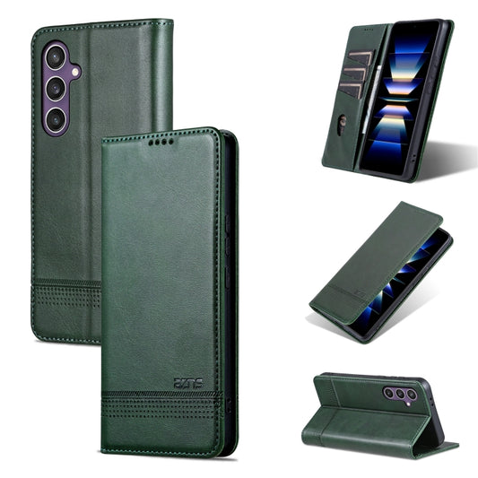 For Samsung Galaxy S24 FE 5G AZNS Magnetic Calf Texture Flip Leather Phone Case(Dark Green) - Galaxy S24 FE 5G Cases by AZNS | Online Shopping UK | buy2fix