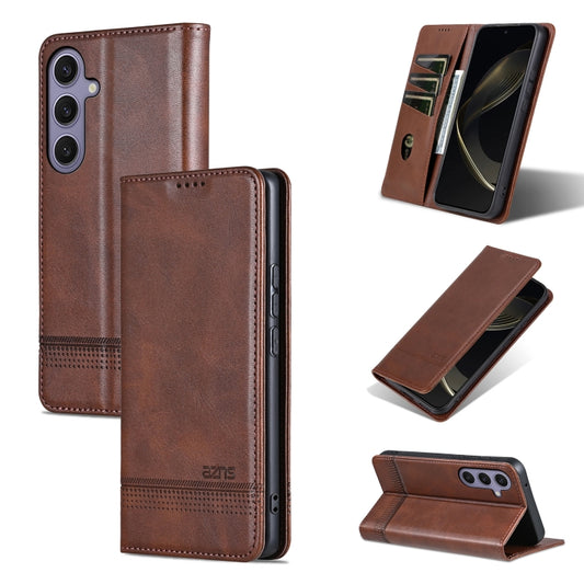 For Samsung Galaxy S25+ 5G AZNS Magnetic Calf Texture Flip Leather Phone Case(Dark Brown) - Galaxy S25+ 5G Cases by AZNS | Online Shopping UK | buy2fix