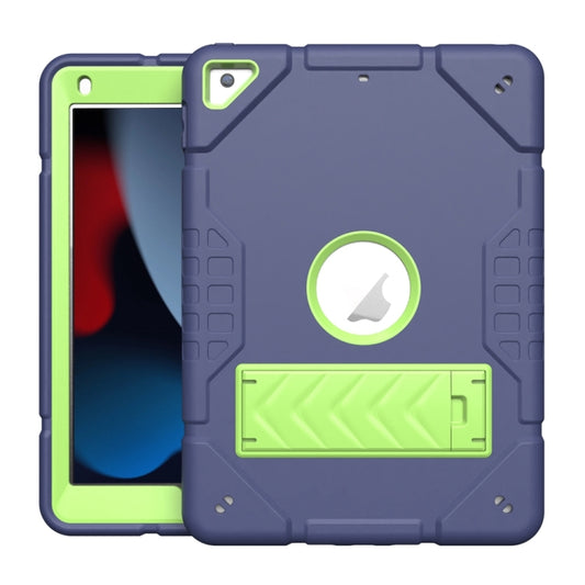 For iPad 10.2 2021 / 2020 / 2019 Armor Holder Silicone Hybrid PC Tablet Case(Navy Yellow Green) - iPad 10.2 Cases by buy2fix | Online Shopping UK | buy2fix