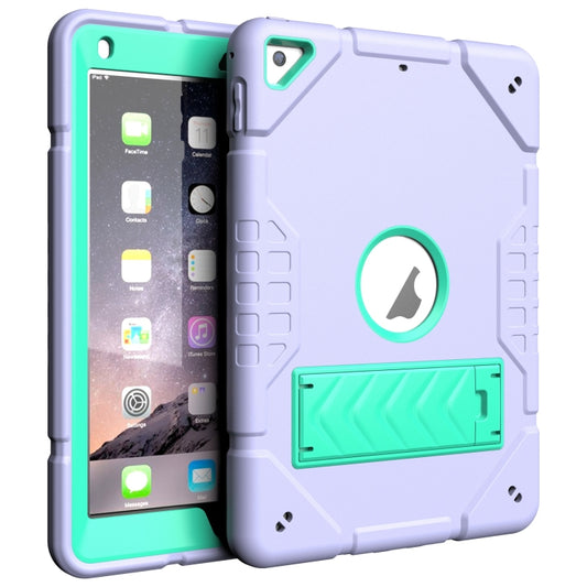 For iPad 9.7 2018 / Air / Air 2 Armor Holder Silicone Hybrid PC Tablet Case(Purple Mint Green) - iPad 9.7 (2018) & (2017) Cases by buy2fix | Online Shopping UK | buy2fix