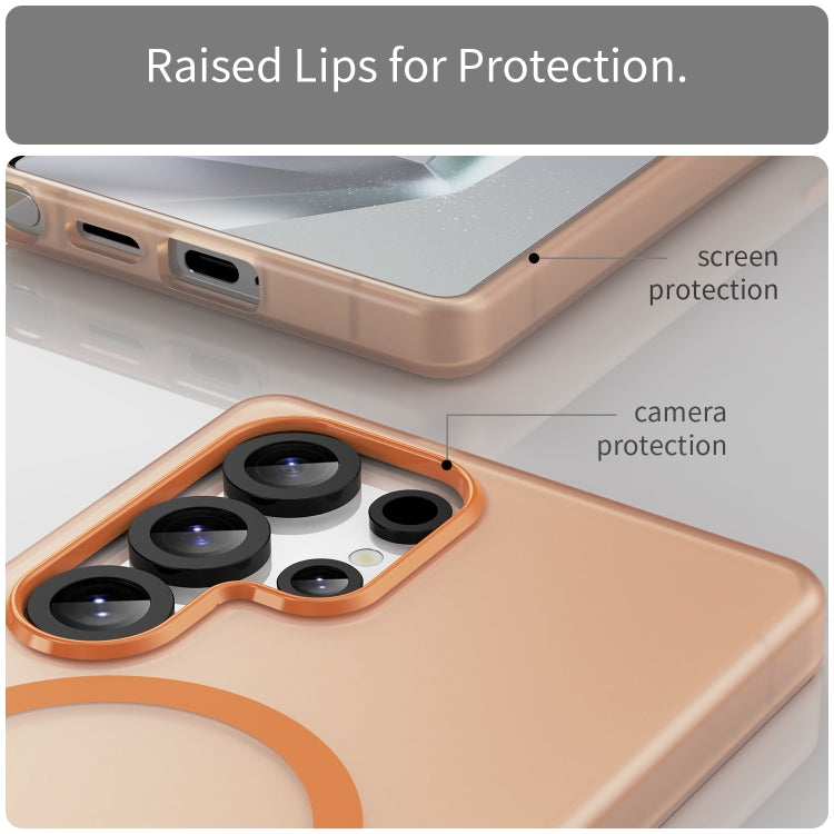 For Samsung Galaxy S25 Ultra MagSafe Frosted Translucent TPU + PC Full Coverage Phone Case(Orange) - Galaxy S25 Ultra 5G Cases by buy2fix | Online Shopping UK | buy2fix