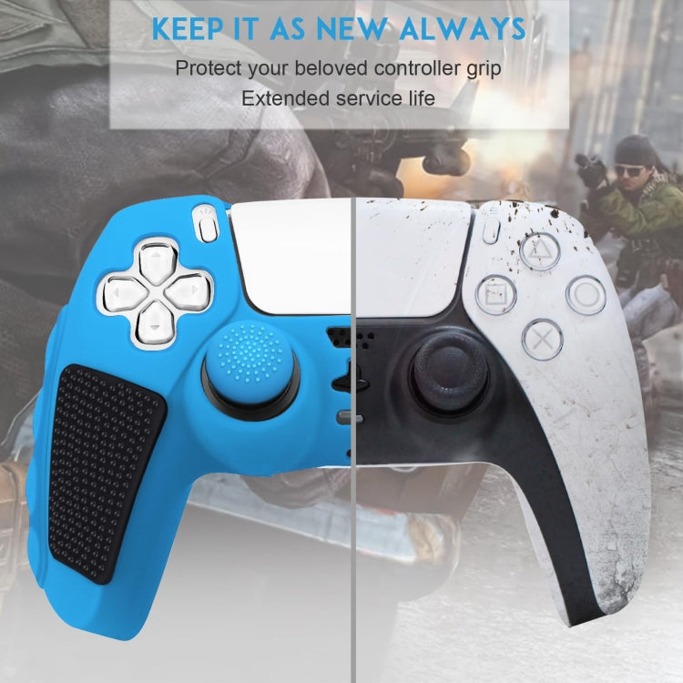 For Sony PS5 Splicing Color Silicone Gamepad Protective Case without Rocker Caps(Blue Black) - Cases by buy2fix | Online Shopping UK | buy2fix