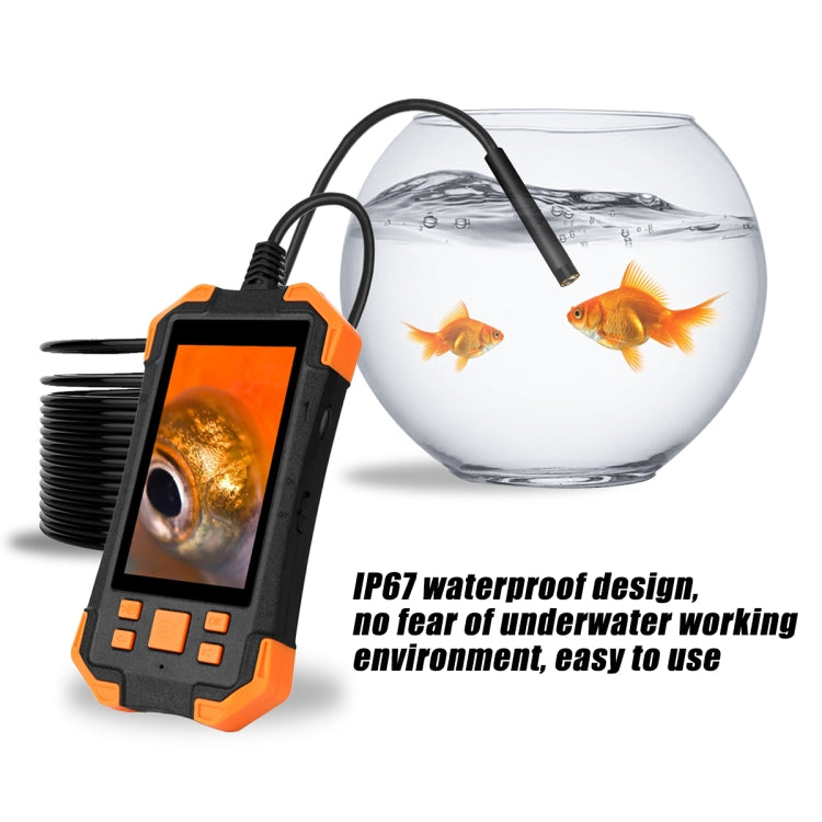 T20 4.3 inch IPS Screen 8mm Single Camera IP67 Waterproof Hard Cable Digital Endoscope, Length:3.5m(Black Orange) -  by buy2fix | Online Shopping UK | buy2fix