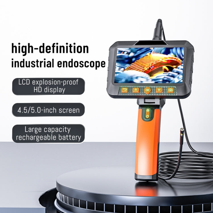 T27 5 inch IPS Color Screen 8mm Single Camera Handheld Hard Cable HD Industrial Endoscope, Length:3.5m(Orange Black) -  by buy2fix | Online Shopping UK | buy2fix