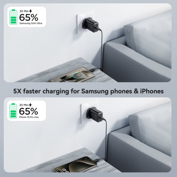 JOYROOM JR-TCF23 25W USB-C / Type-C Port Fast Charger Kit with Type-C to Type-C Cable, Plug:UK Plug(Black) - USB Charger by JOYROOM | Online Shopping UK | buy2fix