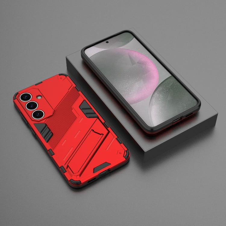 For Samsung Galaxy S25+ 5G Punk Armor 2 in 1 PC + TPU Shockproof Phone Case with Invisible Holder(Red) - Galaxy S25+ 5G Cases by buy2fix | Online Shopping UK | buy2fix