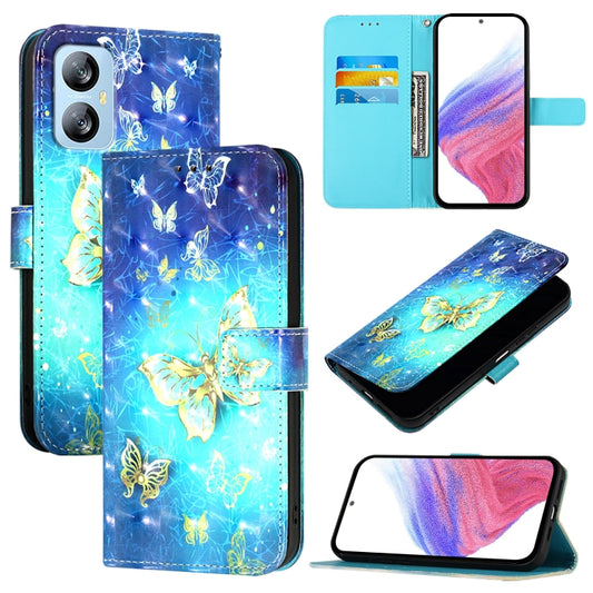 For Blackview A52 3D Painting Horizontal Flip Leather Phone Case(Golden Butterfly) - More Brand by buy2fix | Online Shopping UK | buy2fix