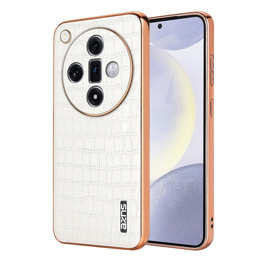 For OPPO Find X7 AZNS Electroplated Frame Crocodile Texture Full Coverage Phone Case(White) - Find X7 Cases by AZNS | Online Shopping UK | buy2fix