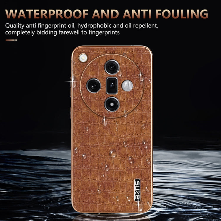 For OPPO Find X7 Ultra AZNS Electroplated Frame Crocodile Texture Full Coverage Phone Case(Green) - Find X7 Ultra Cases by AZNS | Online Shopping UK | buy2fix