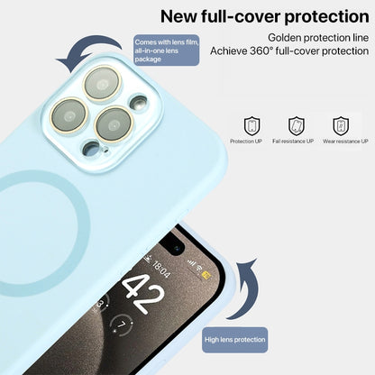 For iPhone 16 Pro Liquid Silicone MagSafe Full Coverage Phone Case with Lens Film(Green) - iPhone 16 Pro Cases by buy2fix | Online Shopping UK | buy2fix