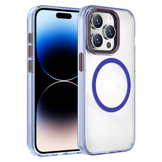 For iPhone 14 Pro Crystal TPU Hybrid PC MagSafe Phone Case(Transparent Blue) - iPhone 14 Pro Cases by buy2fix | Online Shopping UK | buy2fix