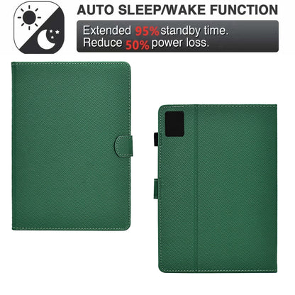 For Lenovo Tab M11 / Xiaoxin Pad 2024 Solid Color Fiber Texture Smart Tablet Leather Case(Green) - Lenovo by buy2fix | Online Shopping UK | buy2fix