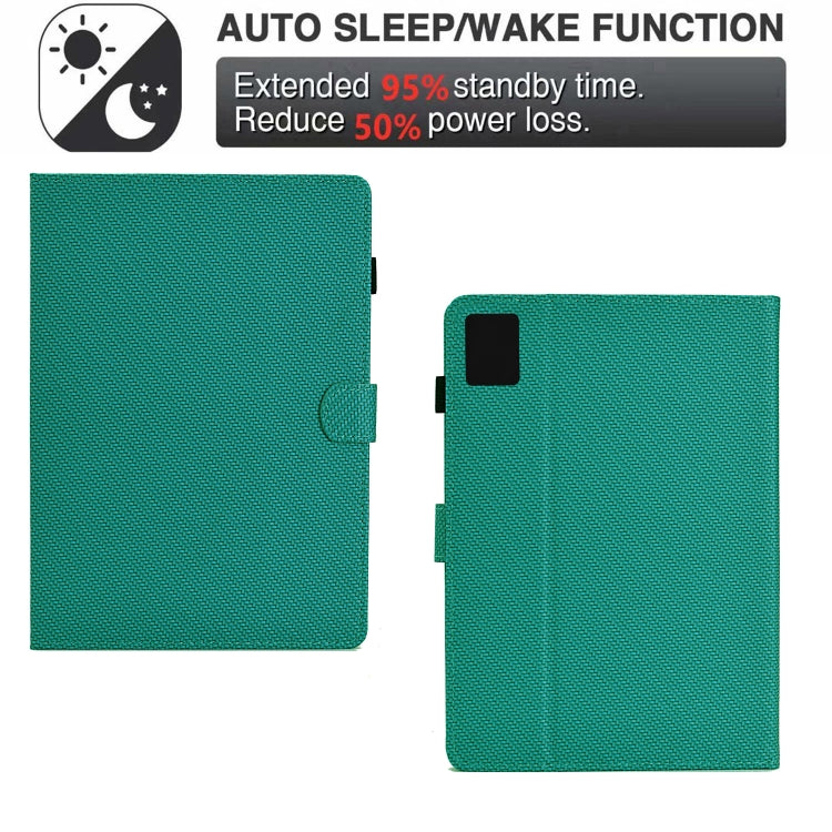 For Lenovo Tab M11 / Xiaoxin Pad 2024 Solid Color Fiber Texture Smart Tablet Leather Case(Lake Green) - Lenovo by buy2fix | Online Shopping UK | buy2fix