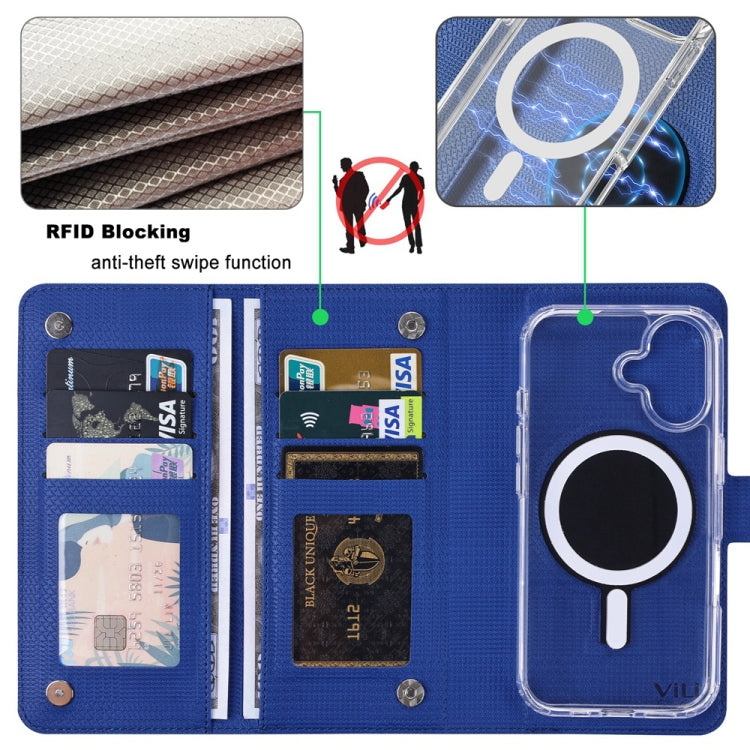 For iPhone 13 Pro ViLi GHA-C Series RFID MagSafe Magnetic Flip Leather Phone Case(Blue) - iPhone 13 Pro Cases by ViLi | Online Shopping UK | buy2fix