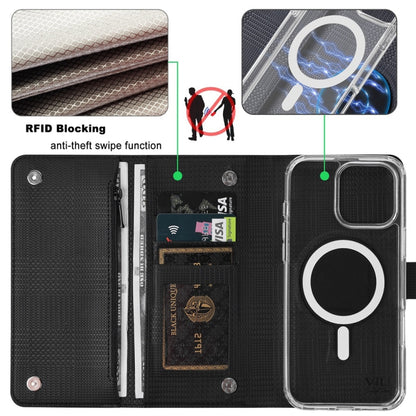 For iPhone 15 ViLi GHB-C Series RFID MagSafe Magnetic Flip Leather Phone Case(Black) - iPhone 15 Cases by ViLi | Online Shopping UK | buy2fix