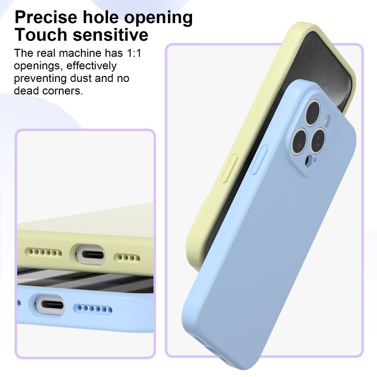 For iPhone 16 Pro Max Precise Hole Liquid Silicone Jelly Color Full Coverage Phone Case(Thin Fog Blue) - iPhone 16 Pro Max Cases by buy2fix | Online Shopping UK | buy2fix