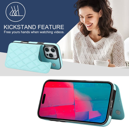 For iPhone 16 Pro Double Buckle Rhombic PU Leather Phone Case(Blue) - iPhone 16 Pro Cases by buy2fix | Online Shopping UK | buy2fix