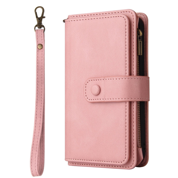 For iPhone 16 Pro Skin Feel Multi Card Slots Zipper Wallet Leather Phone Case(Pink) - iPhone 16 Pro Cases by buy2fix | Online Shopping UK | buy2fix