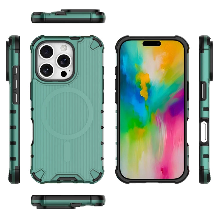 For iPhone 16 Pro Grating Airbag Shockproof MagSafe Frosted Phone Case(Green) - iPhone 16 Pro Cases by buy2fix | Online Shopping UK | buy2fix