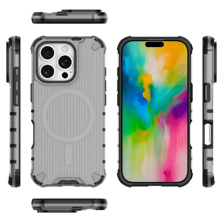 For iPhone 16 Pro Grating Airbag Shockproof MagSafe Frosted Phone Case(Black) - iPhone 16 Pro Cases by buy2fix | Online Shopping UK | buy2fix