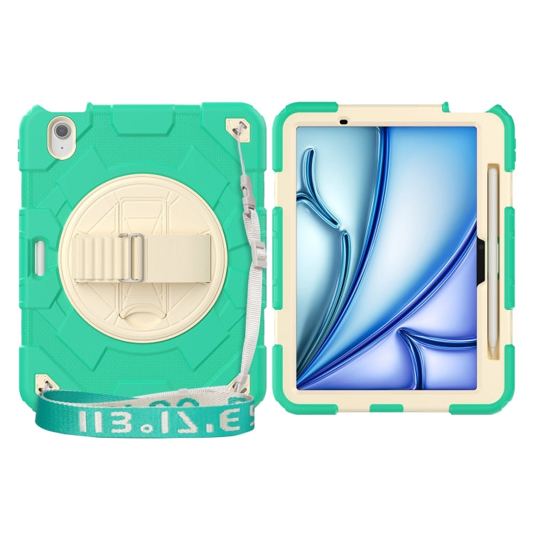 For iPad Air 11 2024 Spider Hand Grip Turntable Stand Tablet Case(Cyan Gold) - iPad Air 11 2024 Cases by buy2fix | Online Shopping UK | buy2fix