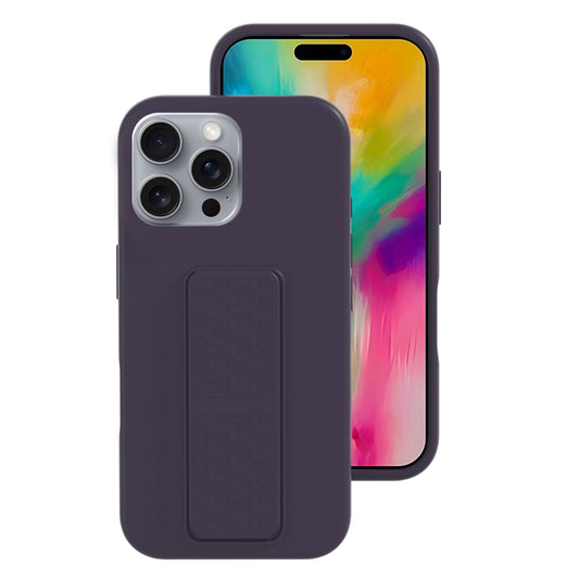 For iPhone 16 Pro Liquid Silicone Holder Phone Case(Dark Purple) - iPhone 16 Pro Cases by buy2fix | Online Shopping UK | buy2fix