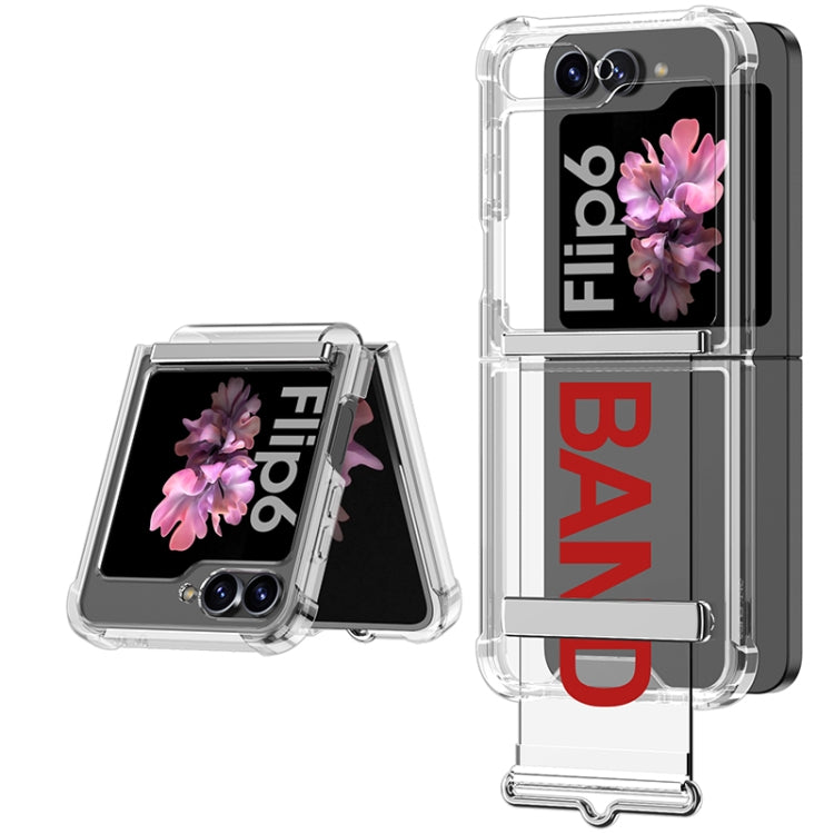 For Samsung Galaxy Z Flip6 GKK Clear Airbag Wristband Holder Phone Case(Transparent Red) - Galaxy Z Flip6 5G Cases by GKK | Online Shopping UK | buy2fix